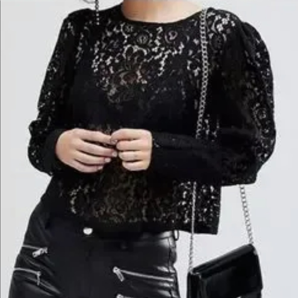 Mango Black Long Sleeve Top